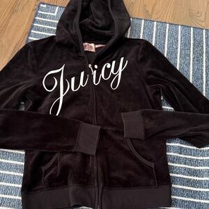 Juicy Couture Black Velour Zip-Up Hoodie